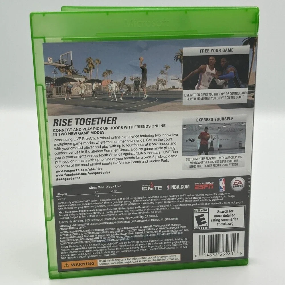 EA Sports NBA Live 16 Xbox One OS‎ Green Exc Basketball Game Russell Westbrook